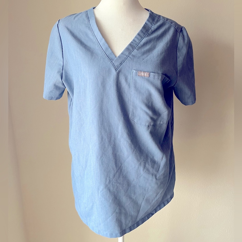 Figs Large Light Blue Figs Scrub Top- Womens